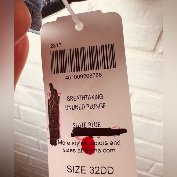 NWT Soma Breathtaking Unlined Lace Plunge Underwire Bra 32 DD Slate Blue #0389 - Picture 8 of 14